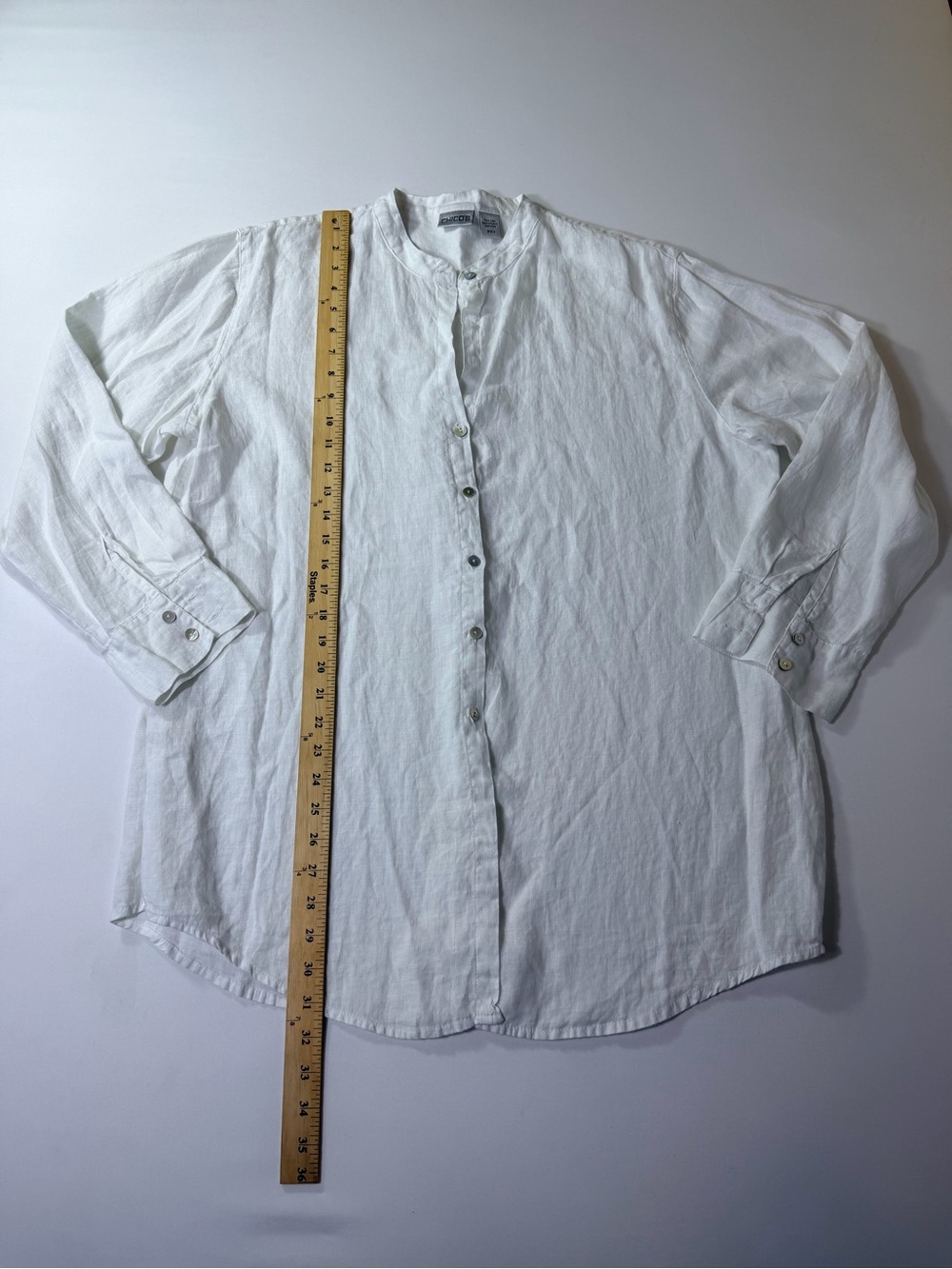 Chico's White 100% Linen Casual Button-Down Shirt Size 3 Women’s XL 16 - Picture 8 of 11